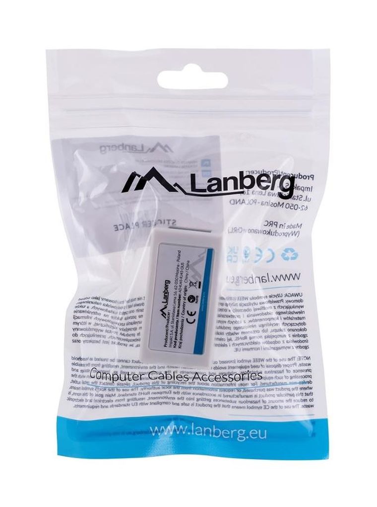 Lanberg, złączka sieciowa, przelotka, 2X RJ45 KAT.5E UTP, AD-RJ45-RJ45-OU5