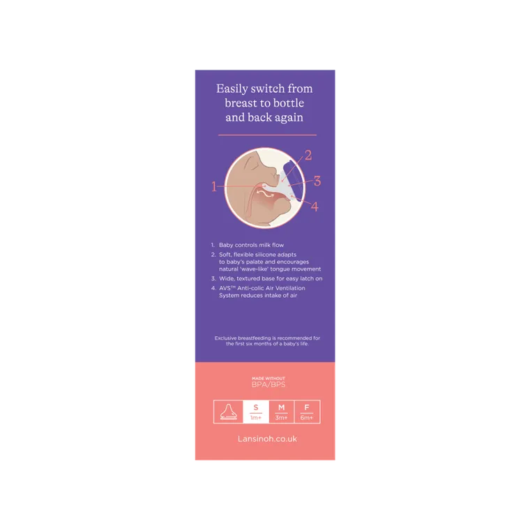 Lansinoh, NaturalWave, szklana butelka do karmienia ze smoczkiem, rozmiar S, 160 ml