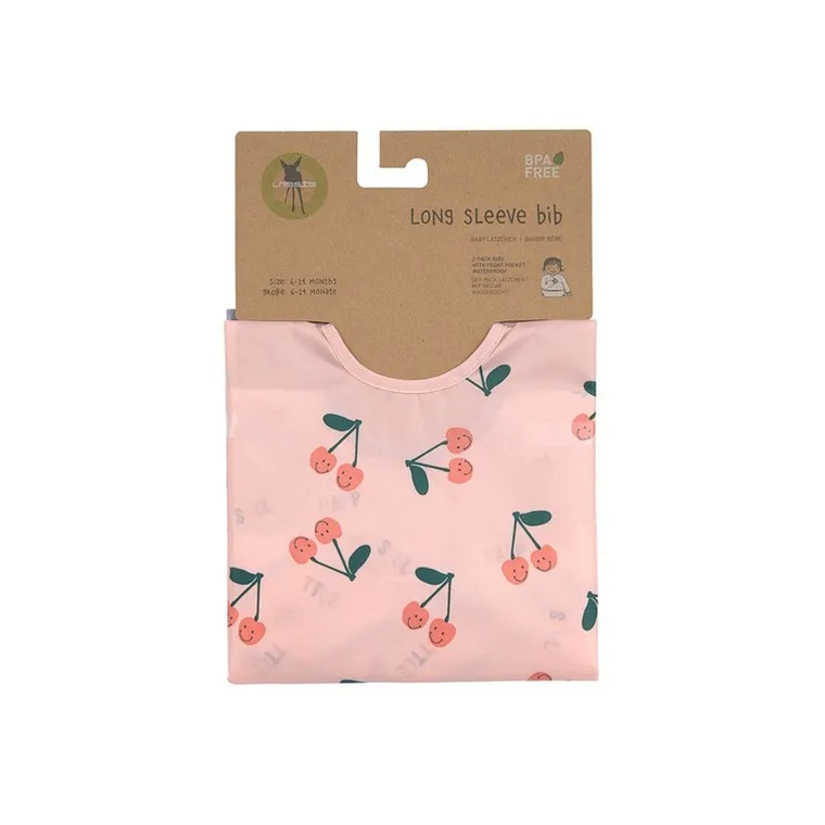 Lassig, Happy Fruits Cherry, zestaw śliniaków z długim rękawem, 6m+, 2 szt.