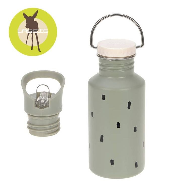 Lassig, Happy Prints, bidon ze stali nierdzewnej, oliwkowy, 500 ml