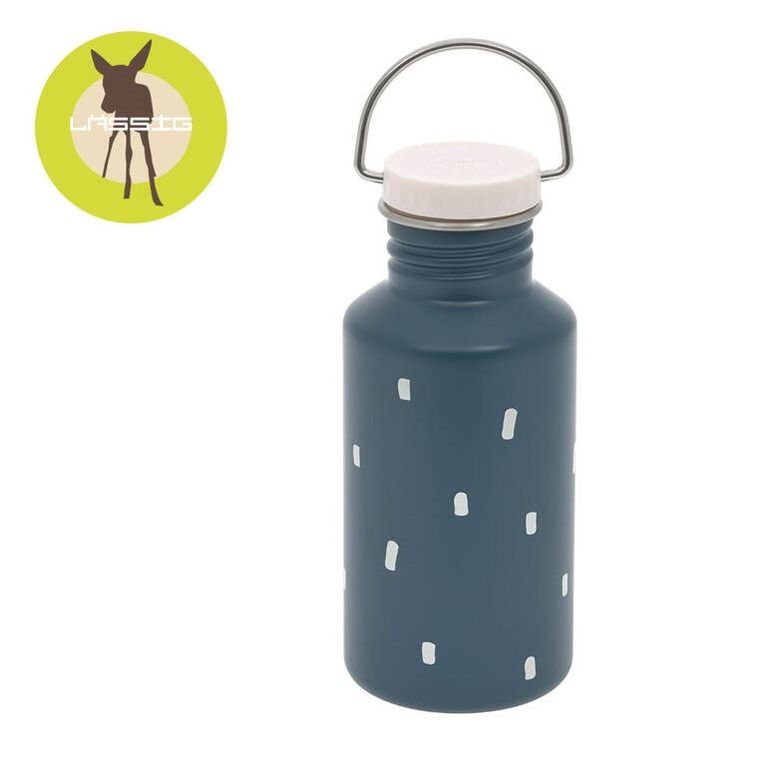 Lassig, Happy Prints, bidon ze stali nierdzewnej z dodatkową zakrętką z ustnikiem, 500 ml, granatowy
