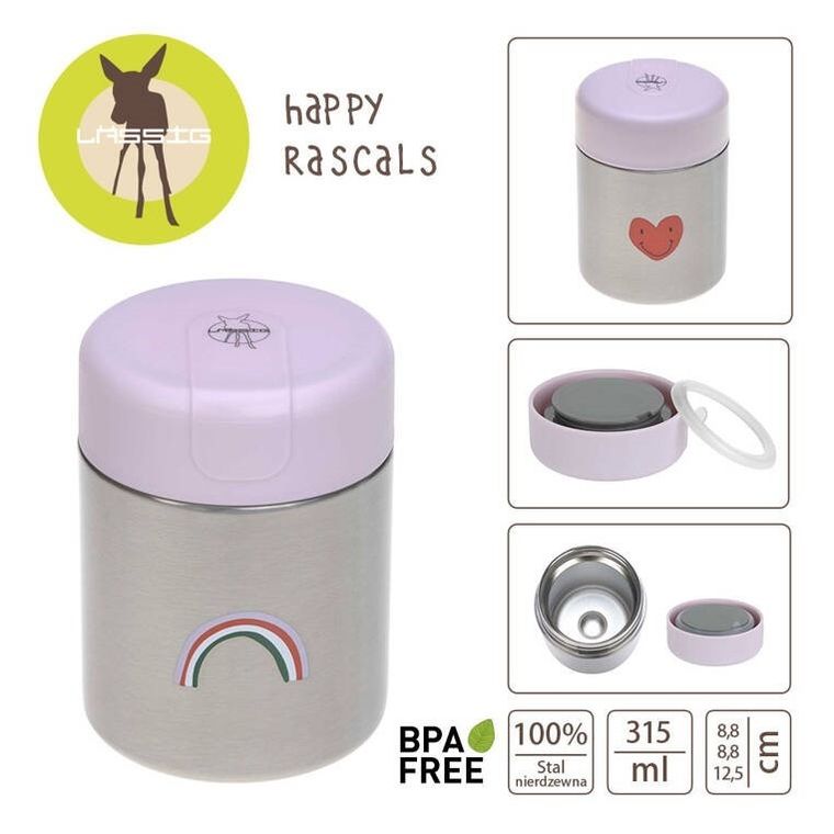Lassig, Happy Rascals Heart, termos obiadowy, pojemnik, 315 ml, lavender