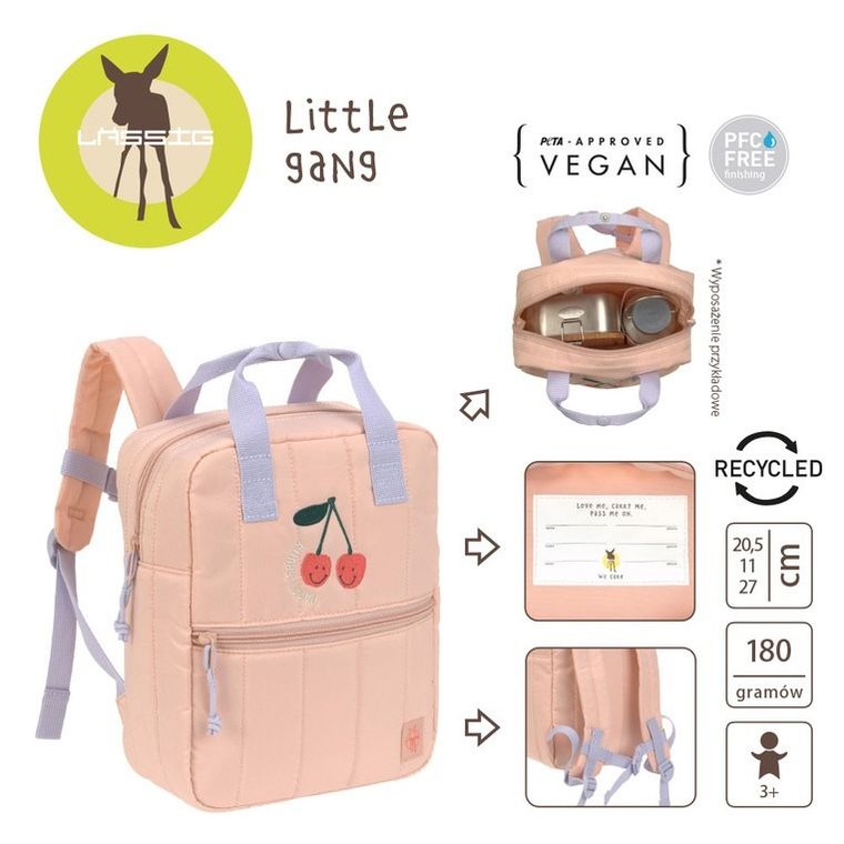 Lassig, Little Gang, Cherry, plecak dla przedszkolaka, Peach