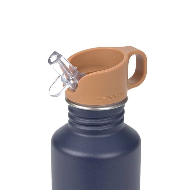 Lassig, Little Gang Smilebidon ze stali nierdzewnej z ustnikiem i uchwytem, 500 ml, navy