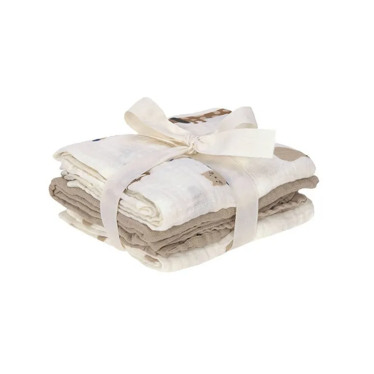 Lassig, Little Mateys, pieluszka muślinowa, otulacz z biobawełny, royal blue, 60-60 cm, 3 szt.