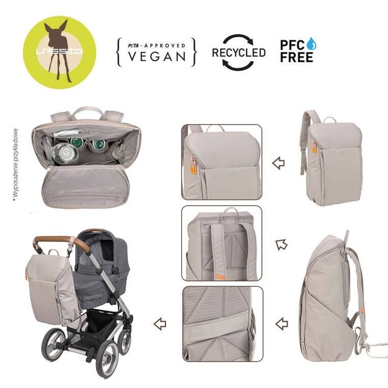 Lassig, Slender Up, Green Label, plecak dla mam z akcesoriami, Taupe