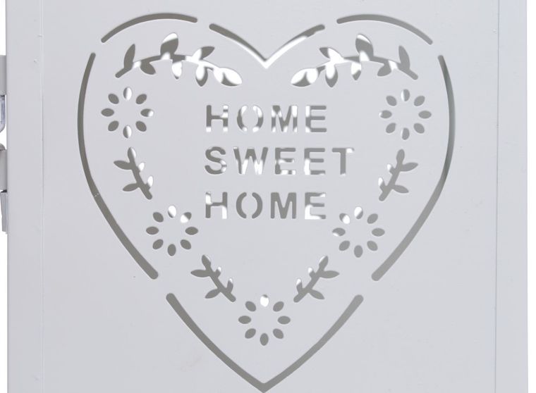 Latarnia duża, kremowa z sercem, 16.5-16.5-39 cm