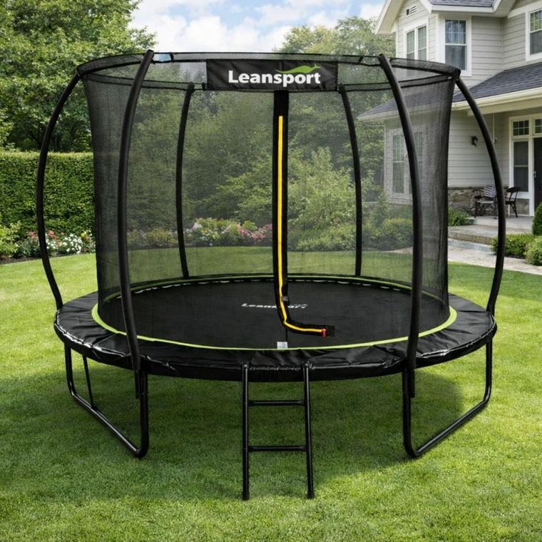 Lean Sport, trampolina ogrodowa z siatką wewnętrzną, czarno-zielona, 305 cm, 10ft
