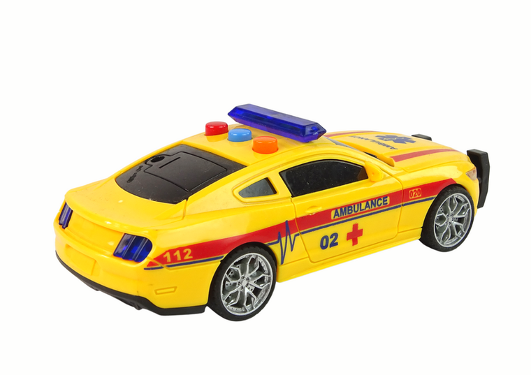 Lean Toys, ambulans, auto sportowe, pojazd interkatywny, żółty