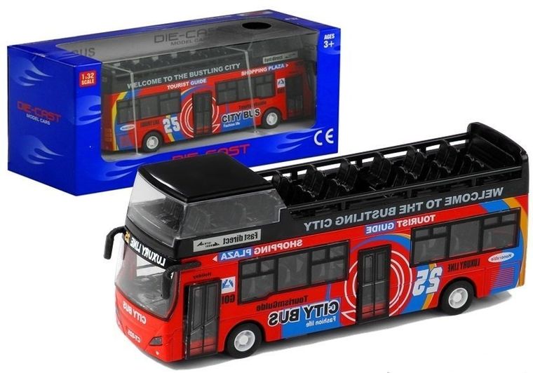 Lean Toys, autobus piętrowy, pojazd turystyczny, zielony, 1:32