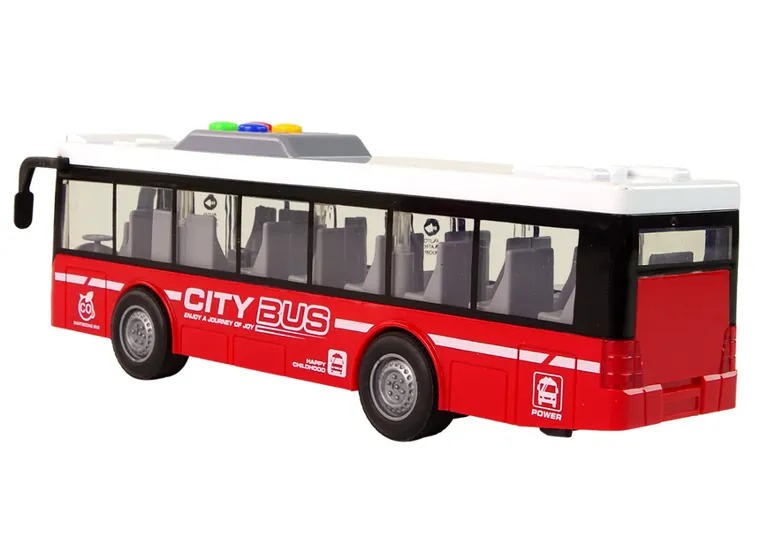 Lean Toys, Autobus, pojazd interaktywny, napęd frykcyjny, czerwony, 1:16