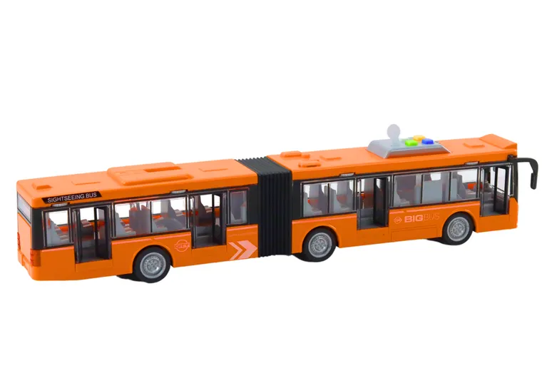 Lean Toys, autobus przegubowy miejski, pojazd interaktywny, pomarańczowy, 1:16