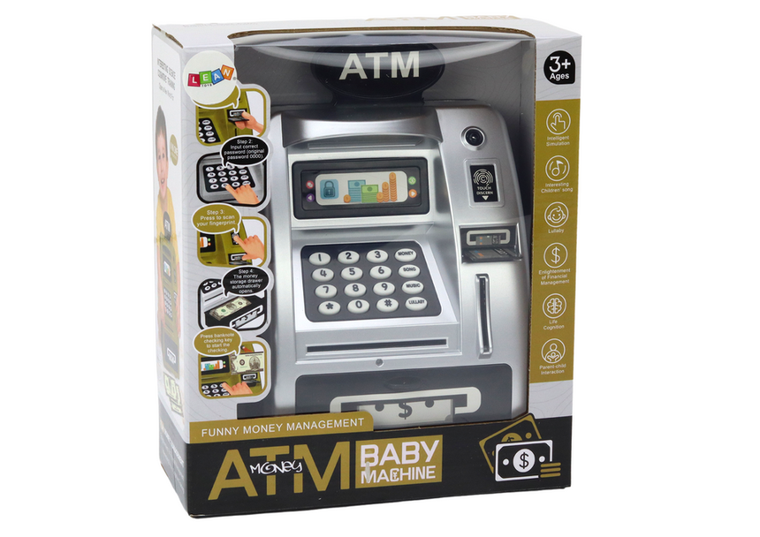 Lean Toys, bankomat, skarbonka, srebrna