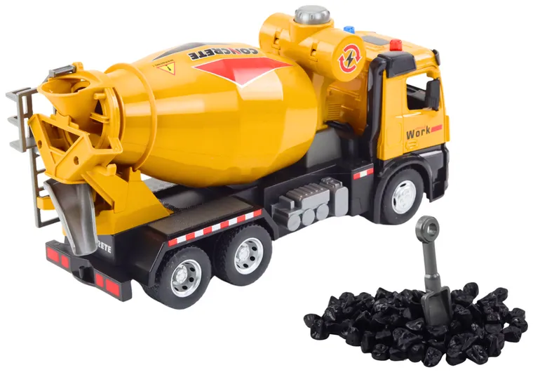 Lean Toys, betoniarka, interaktywny pojazd budowlany, żółty