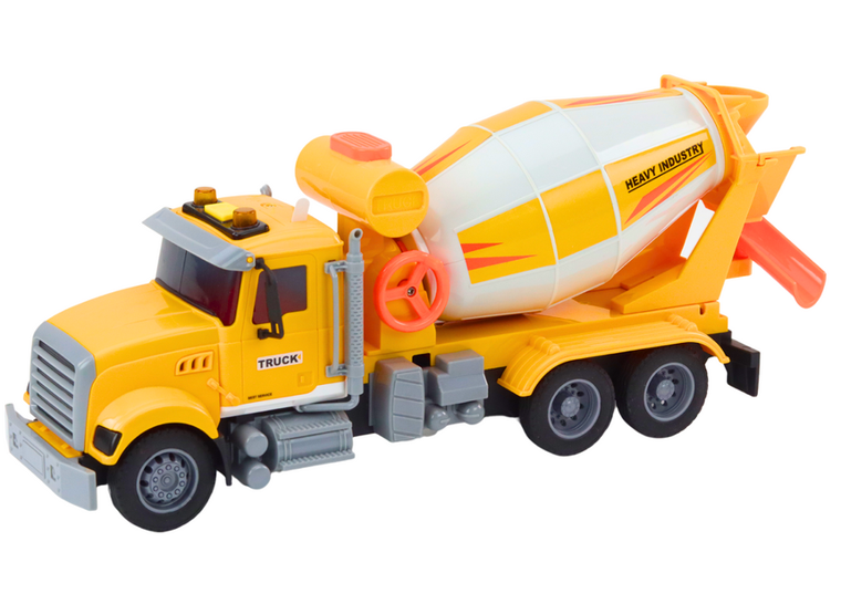 Lean Toys, Betoniarka, pojazd budowlany z napędem frykcyjnym, żółty