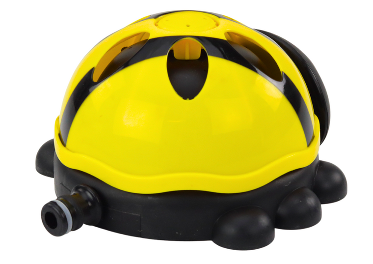 Lean Toys, biedronka, zraszacz ogrodowy, fontanna wodna, żółta