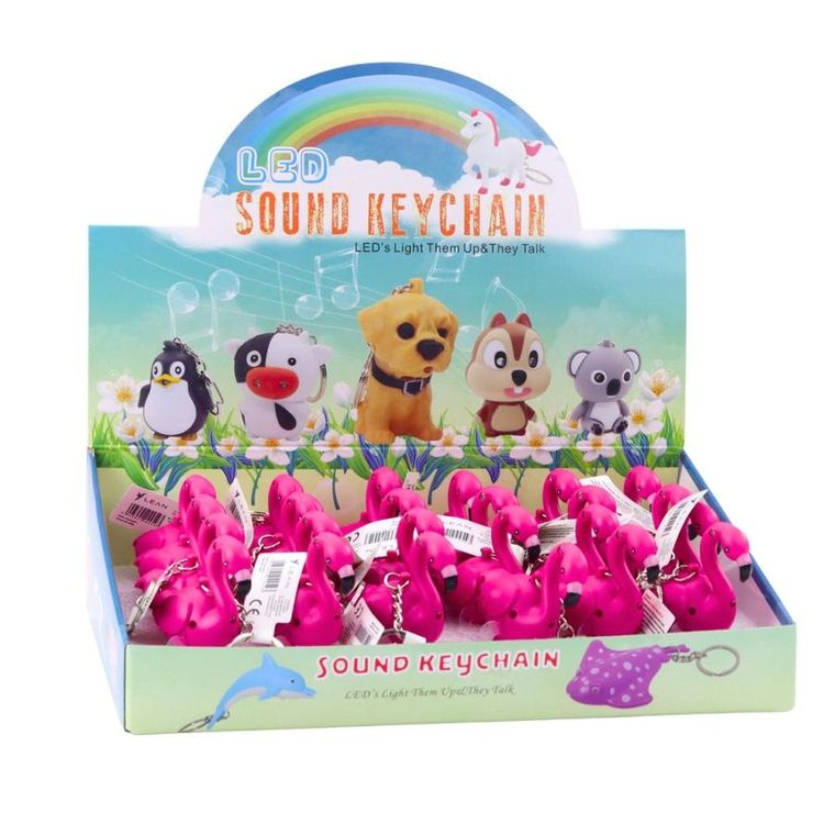 Lean Toys, brelok do kluczy, flaming LED, różowy