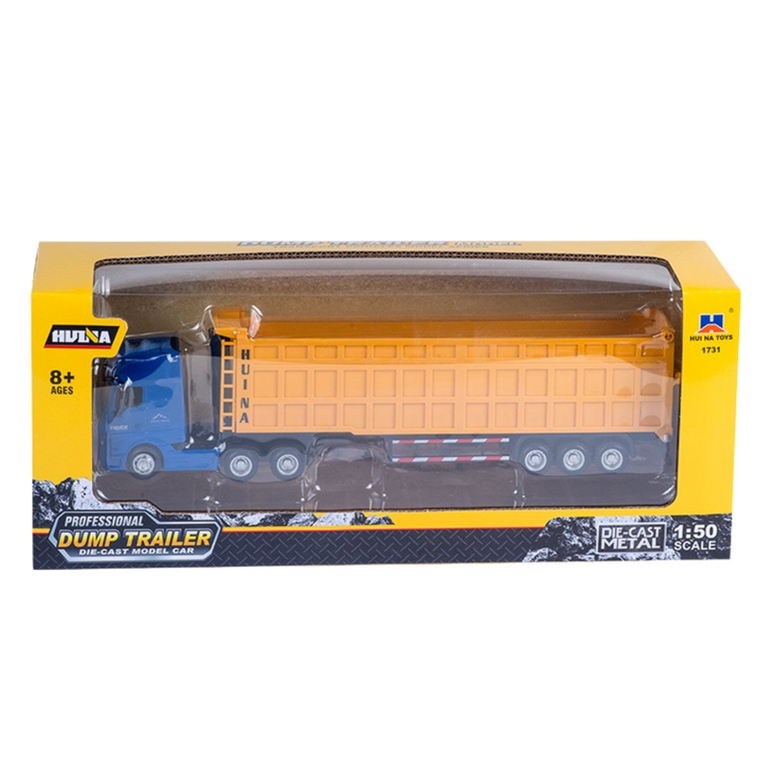 Lean Toys, ciężarówka, pojazd z naczepą objętościową, żółta, 1:50