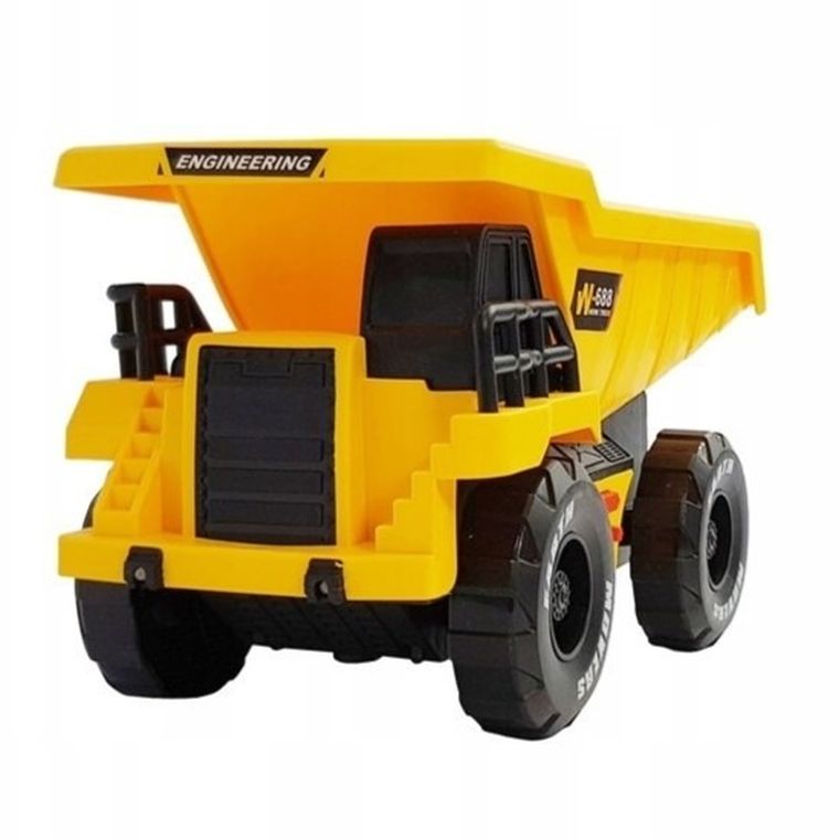 Lean Toys, ciężarówka wywrotka, pojazd budowlany, żółty