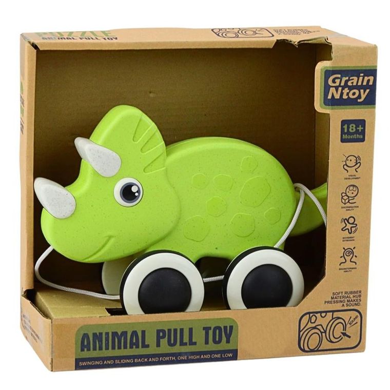 Lean Toys, dinozaur do ciągnięcia, zielony