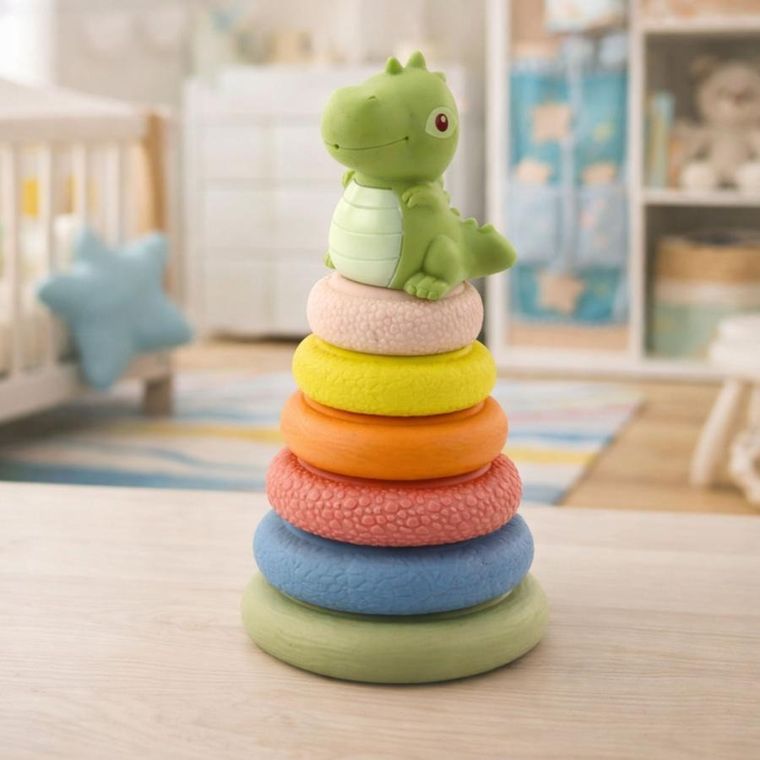 Lean Toys, dinozaur, piramidka, miękkie klocki, 13 elemenetów