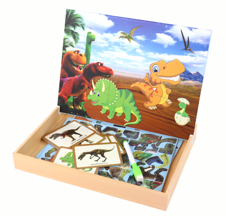 Lean Toys, Dinozaury, edukacyjne puzzle magnetyczne