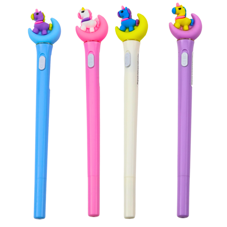 Lean Toys, długopis świecący, jednorożec na księżycu, niebieski, 0.7 mm, 1 szt.