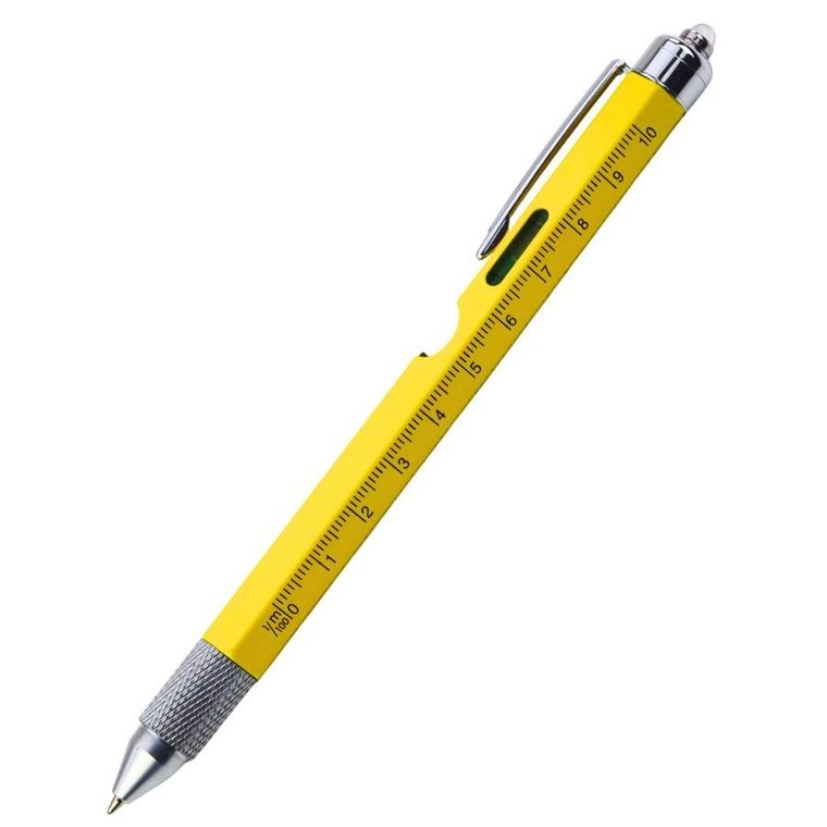 Lean Toys, długopis wielofunkcyjny 8w1, poziomica latarka LED śrubokręt, żółty