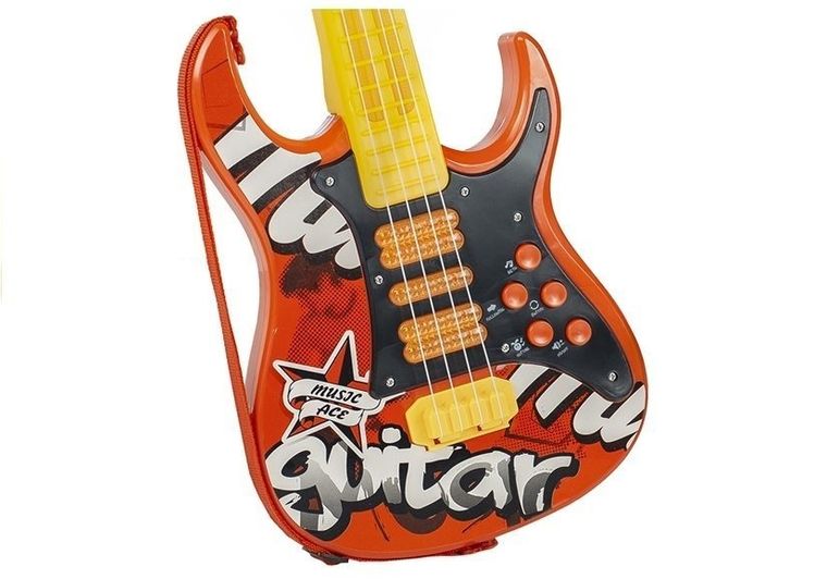 Lean Toys, gitara elektryczna z mikrofonem, czerwona
