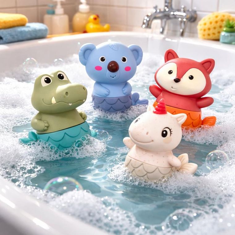 Lean Toys, gumowe zabawki do kąpieli, syrenki, 4 szt.