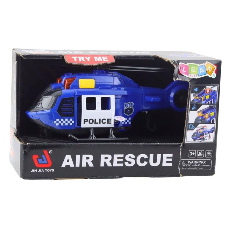 Lean Toys, helikopter policyjny, pojazd interaktywny, niebieski