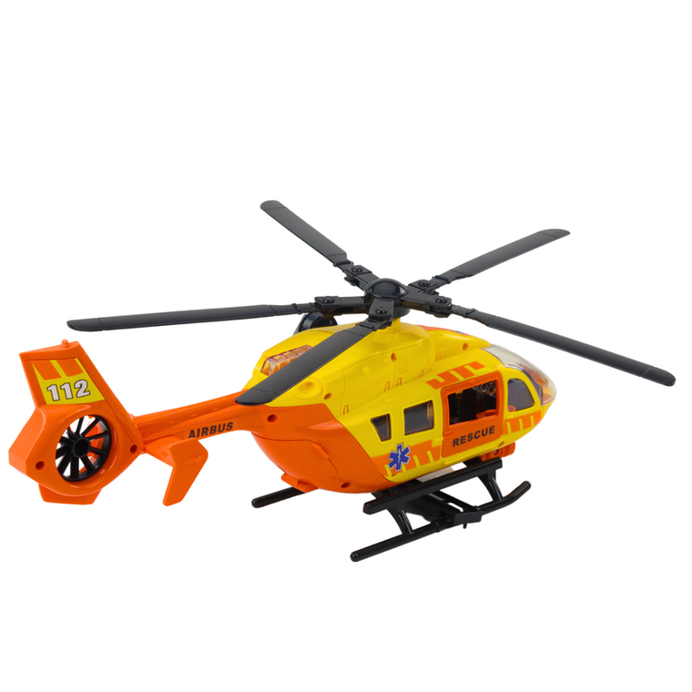 Lean Toys, helikopter ratunkowy, pojazd interaktywny, pomarańczowy, 1:12