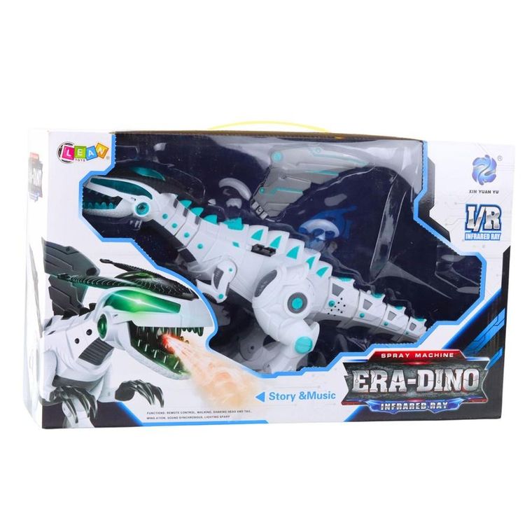 Lean Toys, interaktywny dinozaur robot, zdalnie sterowany, biały