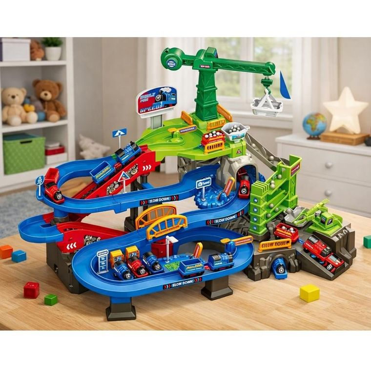 Lean Toys, interaktywny tor górniczy z pojazdami i akcesoriami, kopalnia