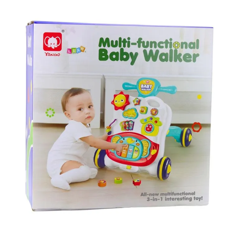 Lean Toys, jeździk interaktywny 3w1, niebieski