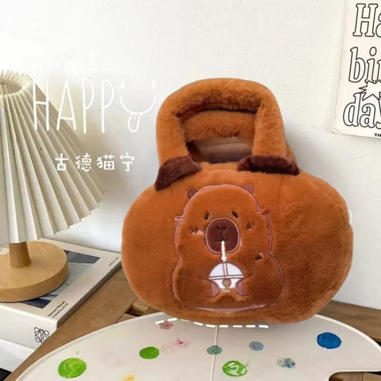 Lean Toys, kapibara z kubkiem, torba pluszowa, brązowa, 20 cm