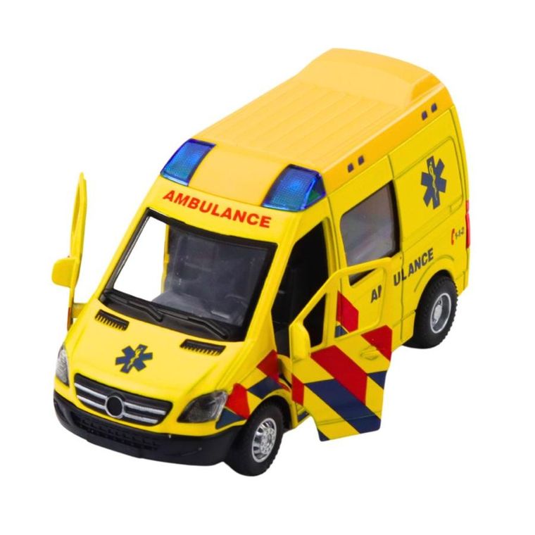 Lean Toys, karetka ambulans, pojazd metalowy z napędem pull back