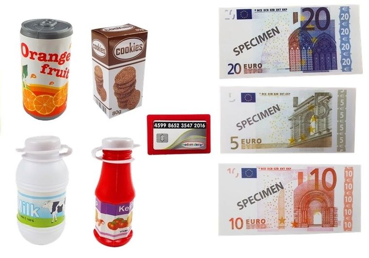 Lean Toys, kasa fiskalna z akcesoriami i kalkulatorem, dotykowa