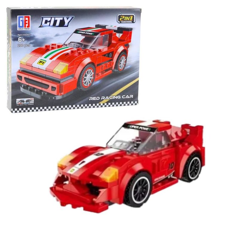 Lean Toys, klocki konstrukcyjne, 2w1 Auto Robot Napęd Pull-Back, 194-216 elementów, 1 szt.