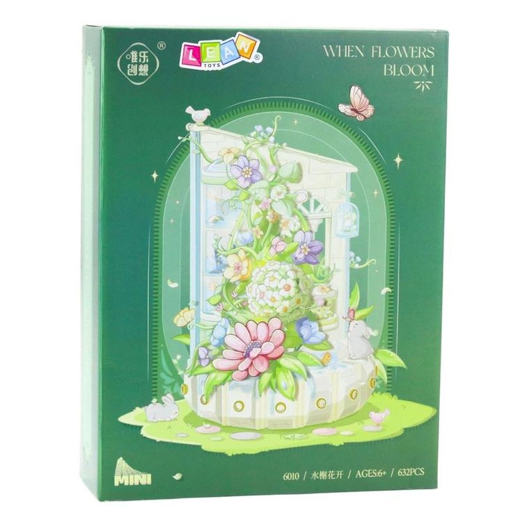 Lean Toys, klocki konstrukcyjne, Kompozycja Kwiatowa z Wieżą Światła LED, 632 elementów