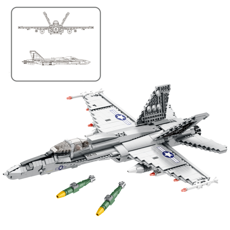 Lean Toys, klocki konstrukcyjne, myśliwiec F-16 Fighting, 1427 elementów