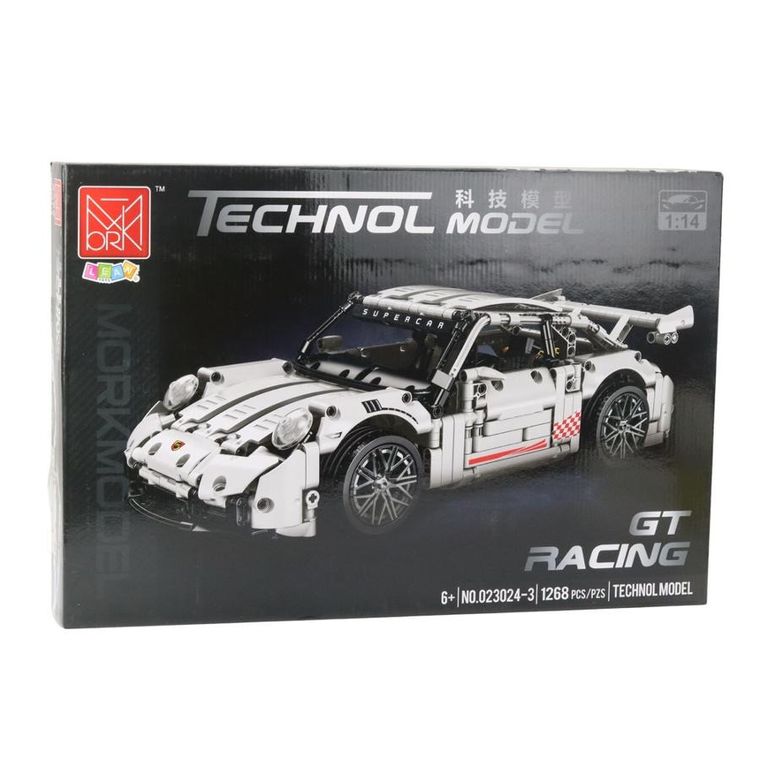 Lean Toys, klocki konstrukcyjne, Samochód GT Racing Biały, 1:14, 1268 elementów