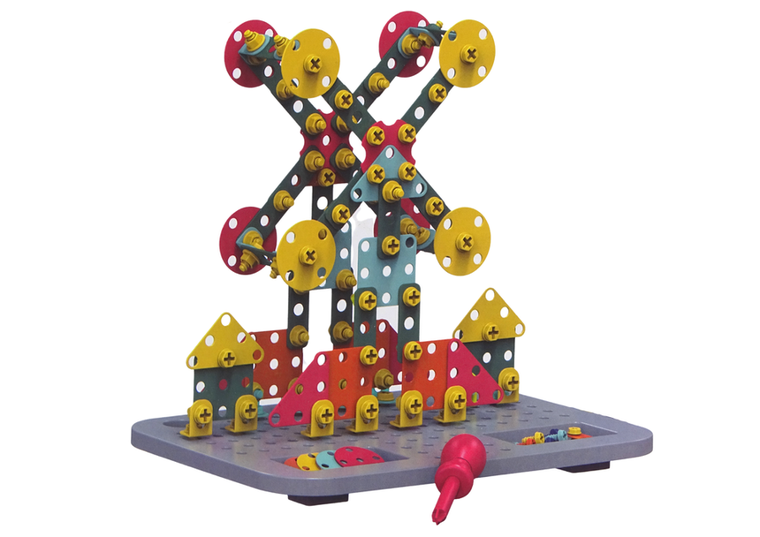 Lean Toys, klocki konstrukcyjne w skrzynce z wiertarką