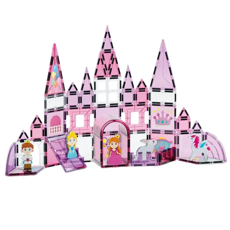 Lean Toys, klocki magnetyczne, różowe, 50 elementów