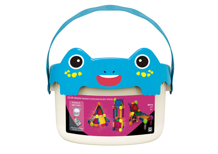 Lean Toys, klocki magnetyczne z podświetleniem, 80 elementów