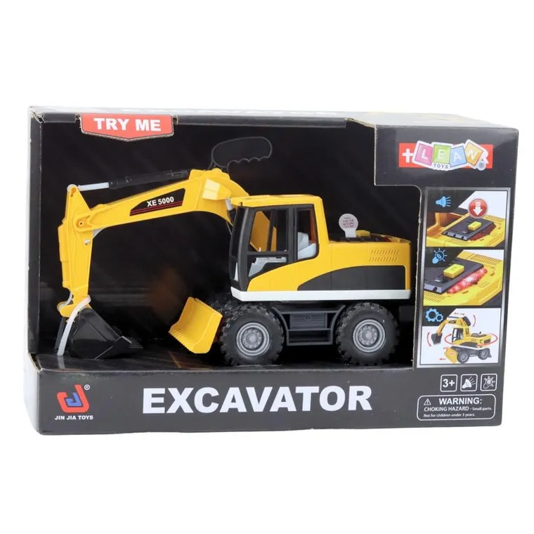 Lean Toys, koparko-spycharka, interaktywny pojazd budowlany