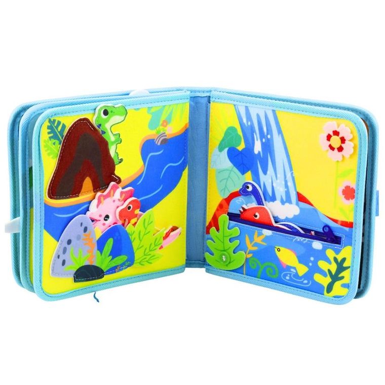 Lean Toys, książeczka sensoryczna 3D, filcowa, dinozaury