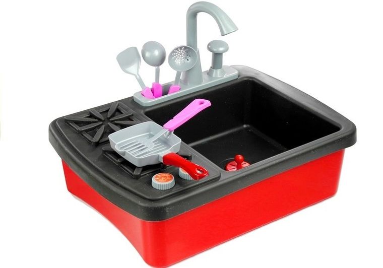 Lean Toys, kuchenka i zlewozmywak, zestaw z akcesoriami