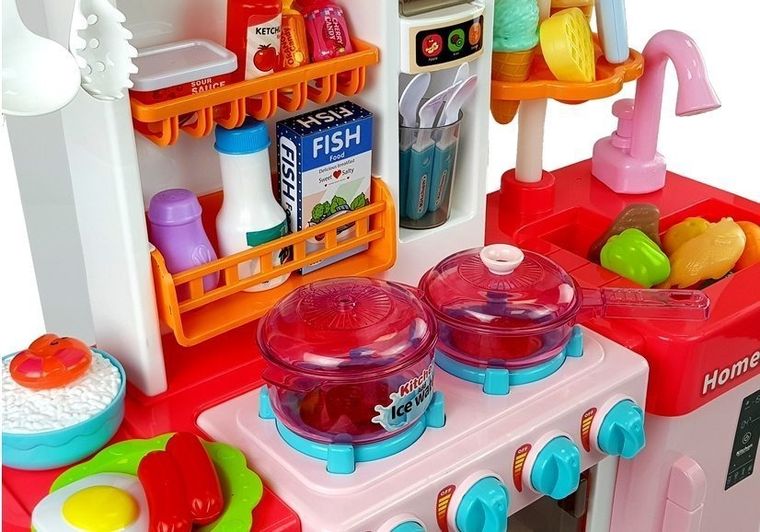 Lean Toys, kuchnia muzyczna ze światłami i wodą, różowa
