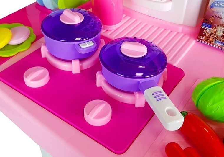 Lean Toys, kuchnia, zestaw z akcesoriami, różowy